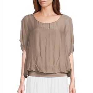 NWT Giusy Elegant Tan Women's Silk Top